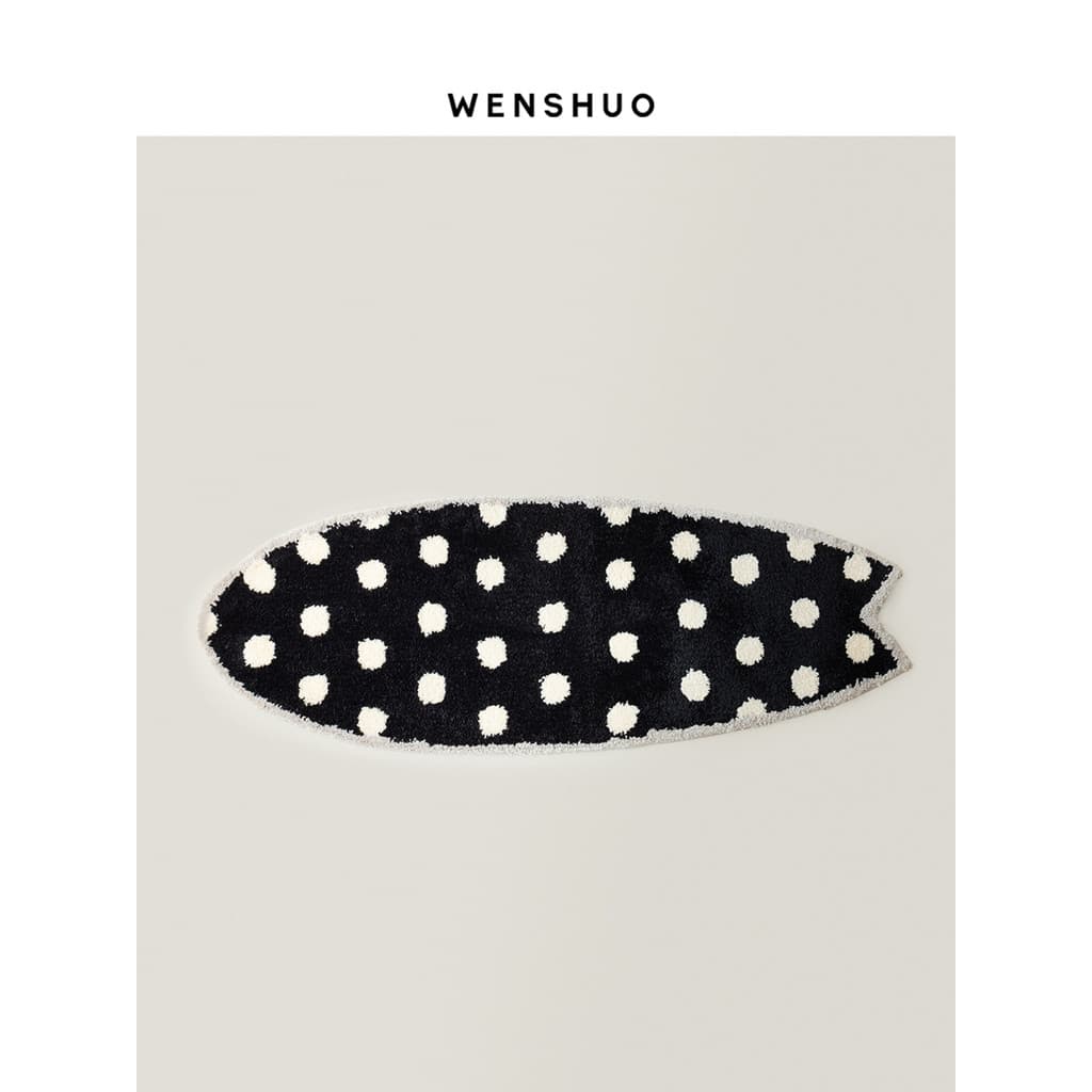 WENSUHUO Preto Branco Polka Dot Prancha Tapete Quarto Cobertor de Cabeceira Sala de Estar Tapete Longo Antiderrapante