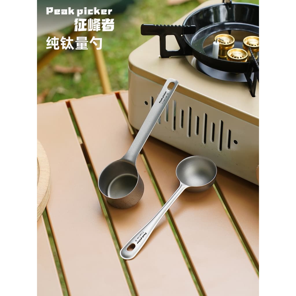 Colher medidora de grãos de café de titânio puro Peak Conqueror Acampamento ao ar livre Colher portátil de frutas em pó 