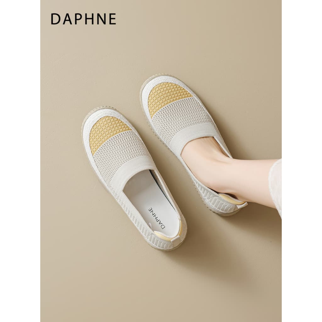 Daphne malha respirável sapatos de lona feminino 2026 novo estilo outono sola macia confortável balde sapatos deslizamen