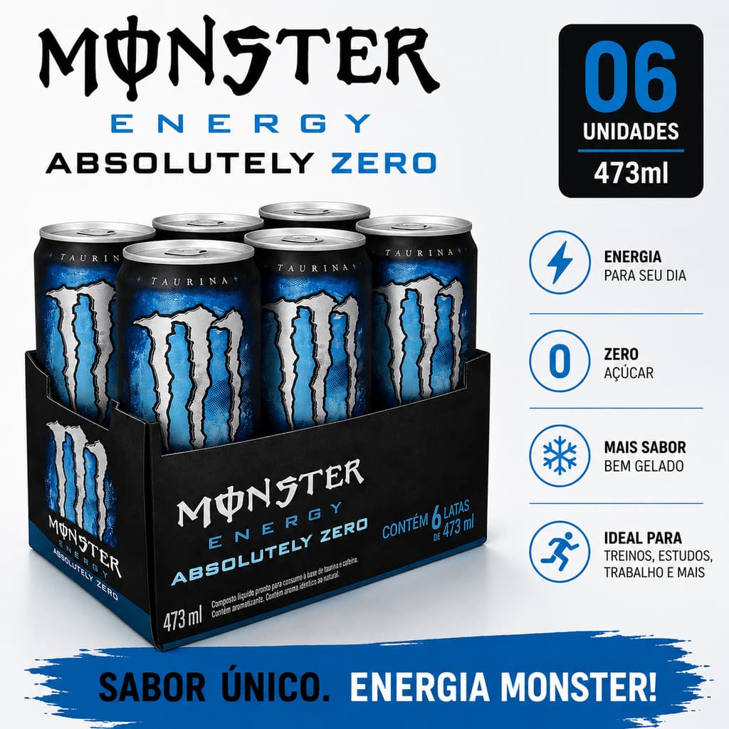 Energético Monster Absolutely Zero 473Ml 6 Unidades