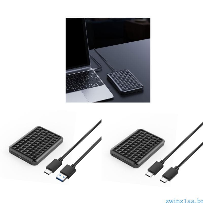 zwinz1aa Gabinete SSD Externo 2 5 UsbA UsbC Suporte Rápido Para Transferência De Dados De 6 Gbps UASP E Acabamento Em Ca