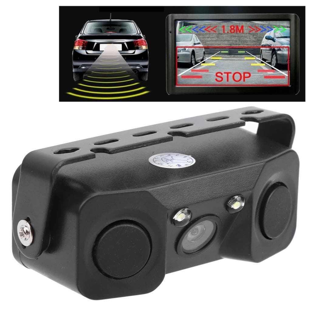 Kit de câmera de visão traseira do carro Vistreck com sensor de estacionamento LED visão noturna ângulo amplo de 170 °
