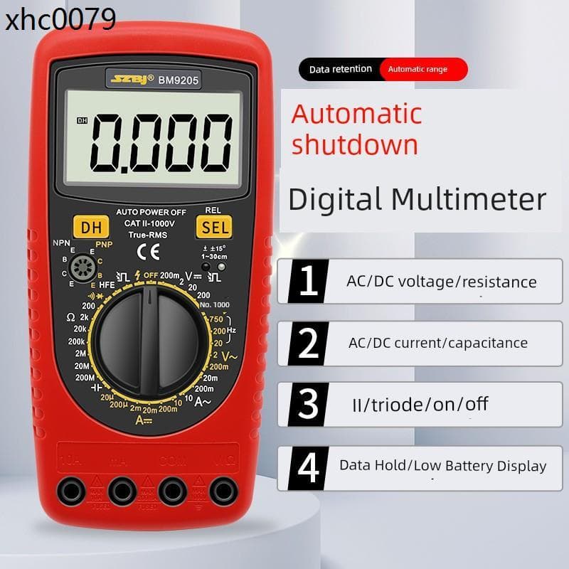 Binjiang BM9205 Multímetro digital Anti-queimadura de alta precisão Desligamento automático Capacitor mensurável Digital