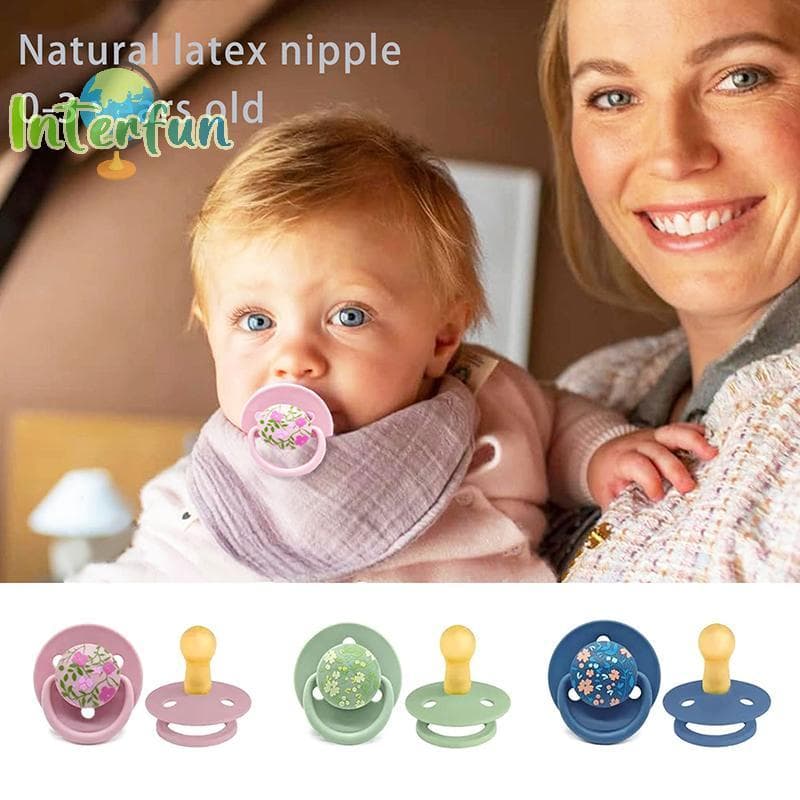 [InterfunB] Chupeta De Látex Natural Impressa Em Cor De Leite Materno De 0 A 3 Anos , Formato De Flor Pequena , Tampa Co