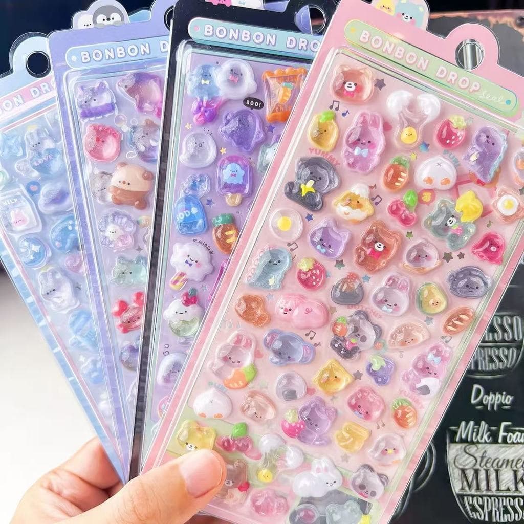 4 Peças De Adesivos Divertidos Em Relevo 3D De Desenho Animado-DIY Para Capas De Telefone , Decorativos Fofos Meninas E 