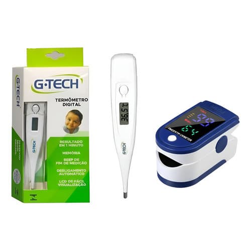 Termômetro Digital G-tech + Oximetro Genérico Digital Lk87 Temperatura Febre Saturação