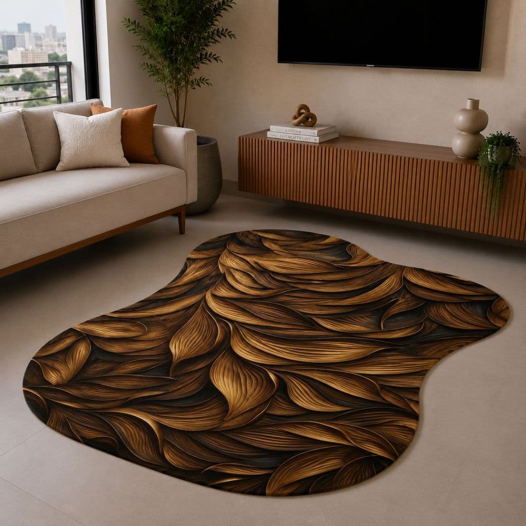 Tapete Orgânico Decorativo 117x67cm Antiderrapante para Sala e Quarto 021