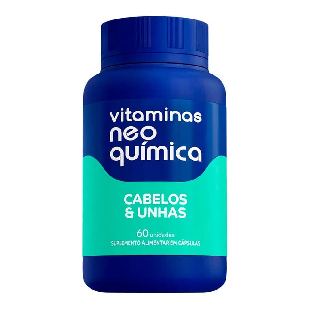 Suplemento Cabelos e Unhas Neo Química 60 Cápsulas Biotina Vitaminas e Minerais