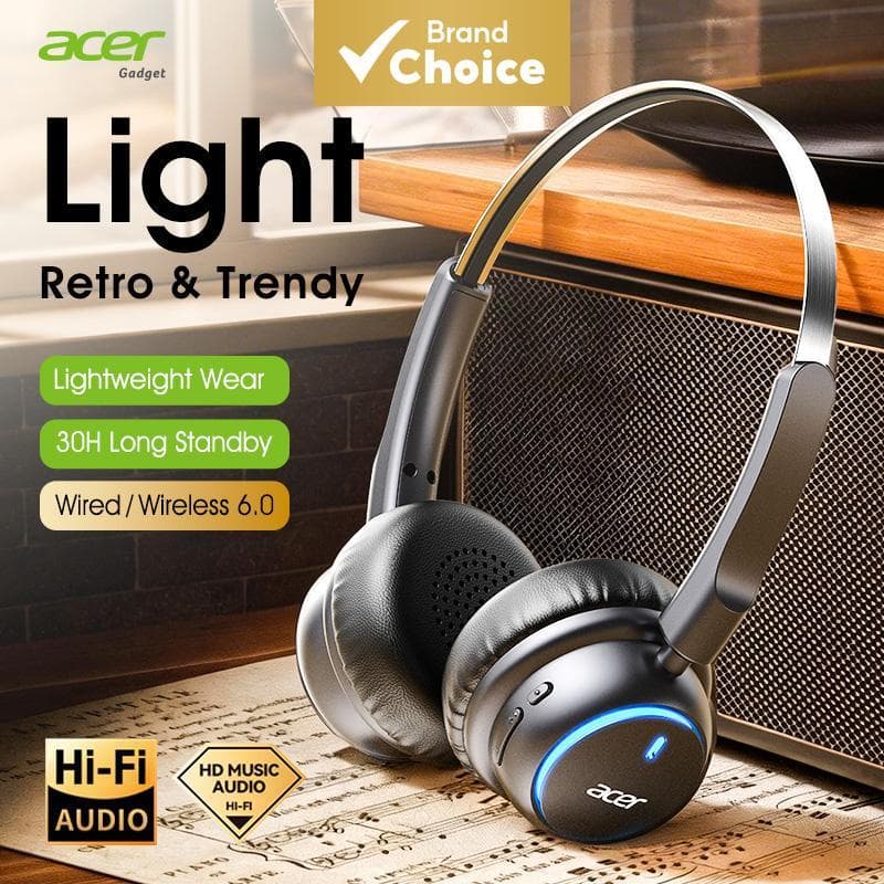 Acer OHR645 Fones De Ouvido Bluetooth Com Microfone Tipo-C Sem Fio Jerry JL7025 Chip 10-15m Transmissão Estável Para Mús