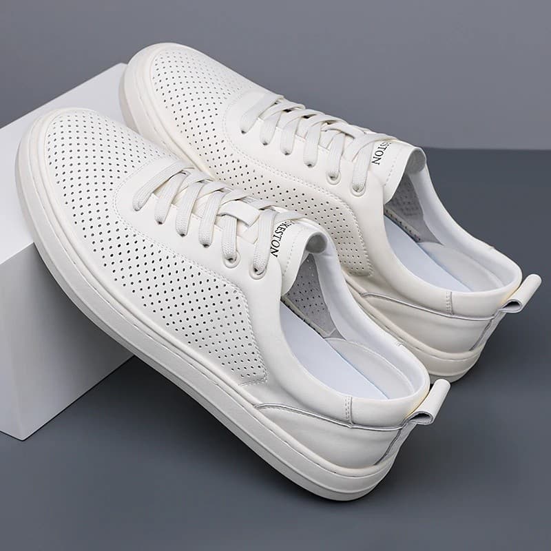 Moda Masculina Couro Sapatos Casuais Confortáveis Tênis Masculinos Antiderrapante Trekking Calçado Lazer Caminhada Forma