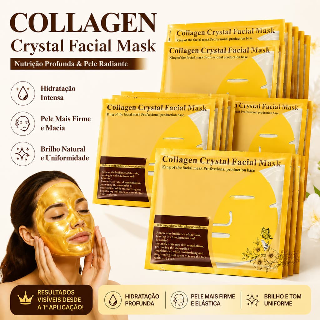 Kit 10 Pçs Máscara Facial Hidratante Colágeno Ácido Hialurônico Anti-idade Reparação da Pele Skincare Beleza Feminina