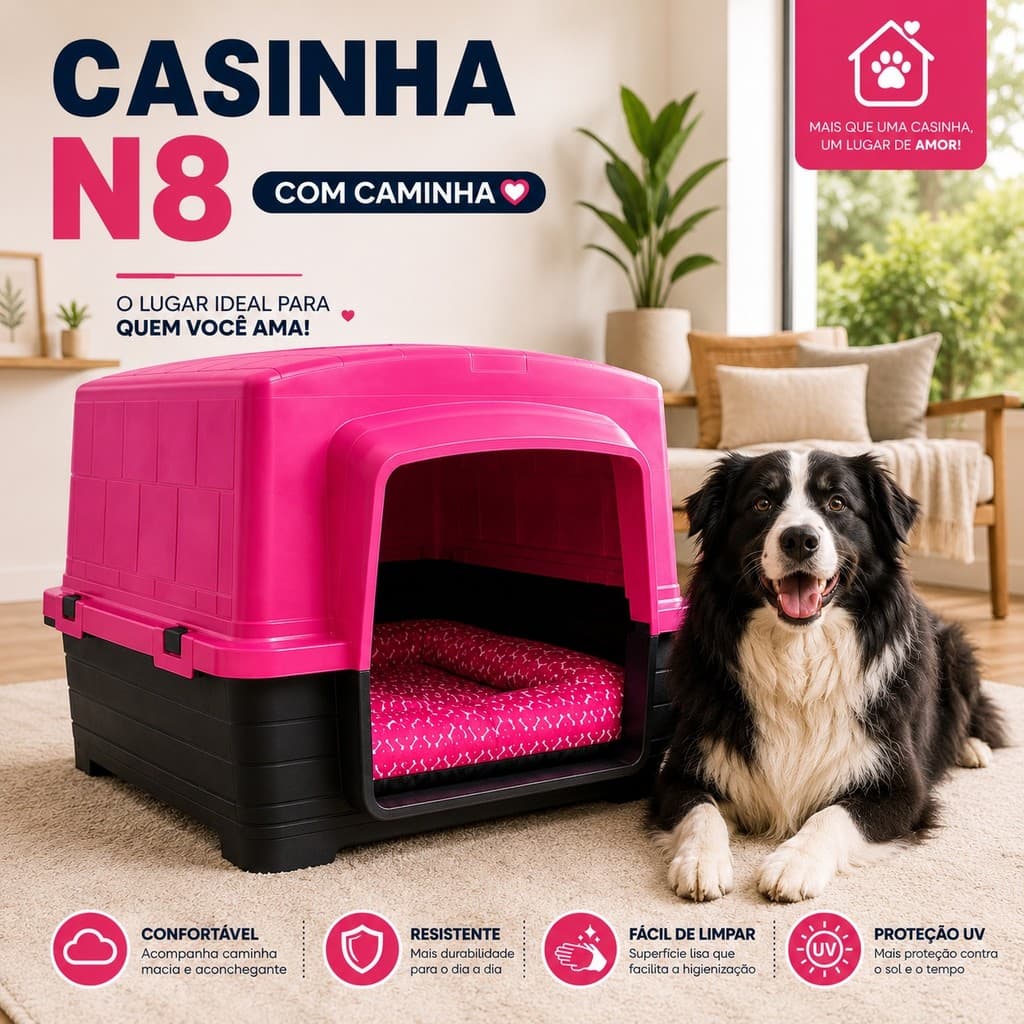 Casinha Para Cachorro Gigante Com Caminha Para Pet Cães De Grande Porte Casa Resistente Premium N8