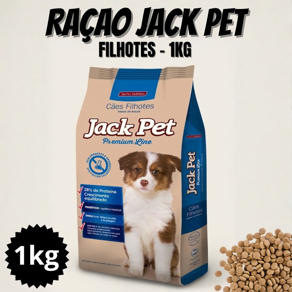 RAÇÃO CACHORRO FILHOTE TODAS AS RAÇAS JACK PET PREMIUM 1KG