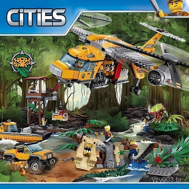 1.000 Peças Lego City Series Aventura na Selva Helicóptero de Lançamento Aéreo 6016 Brinquedo de Montar Blocos de Constr