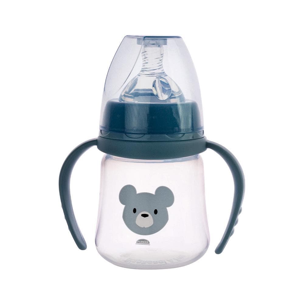 Mamadeira Urso Azul Bico Alça Conforto Anticólica 150 ml Bebê Plasútil