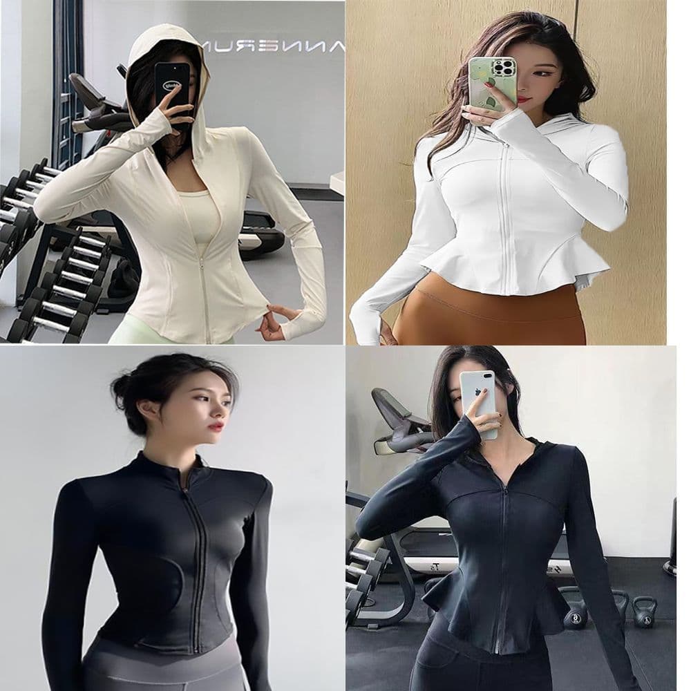 Roupa de Yoga Esportiva, Jaqueta Feminina, Top de Fitness, Roupas de Corrida de Secagem Rápida, Alta Elasticidade, Zíper