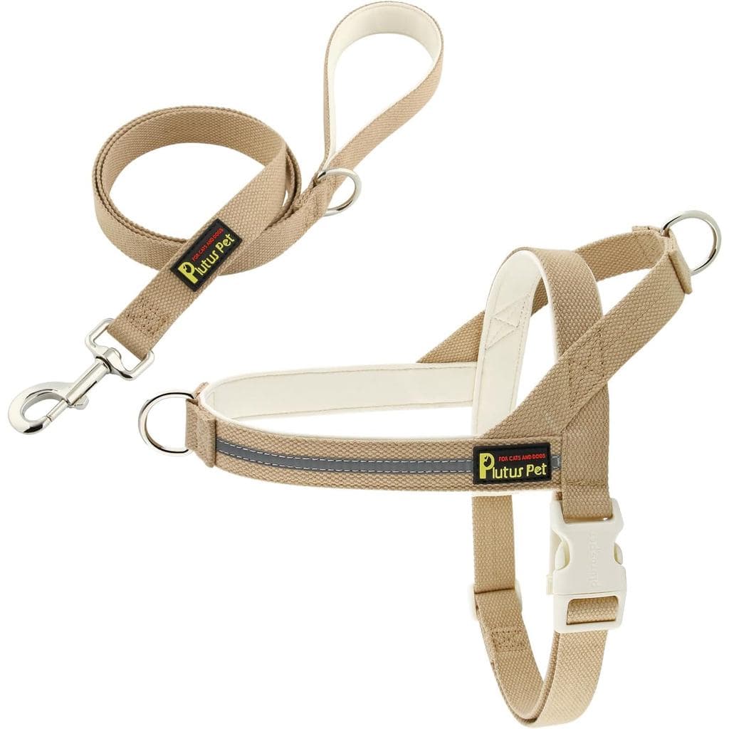 Conjunto de Coleira e Guia para Cães Plutus Pet em Algodão, Refletivo e Acolchoado, Coleira de Ajuste Rápido, para Cães 