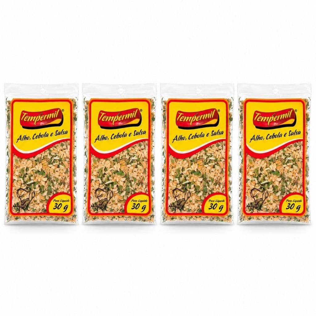 Kit 4 Temperos Alho, Cebola e Salsa Tempermil 30g Para Carnes, Arroz e Feijão