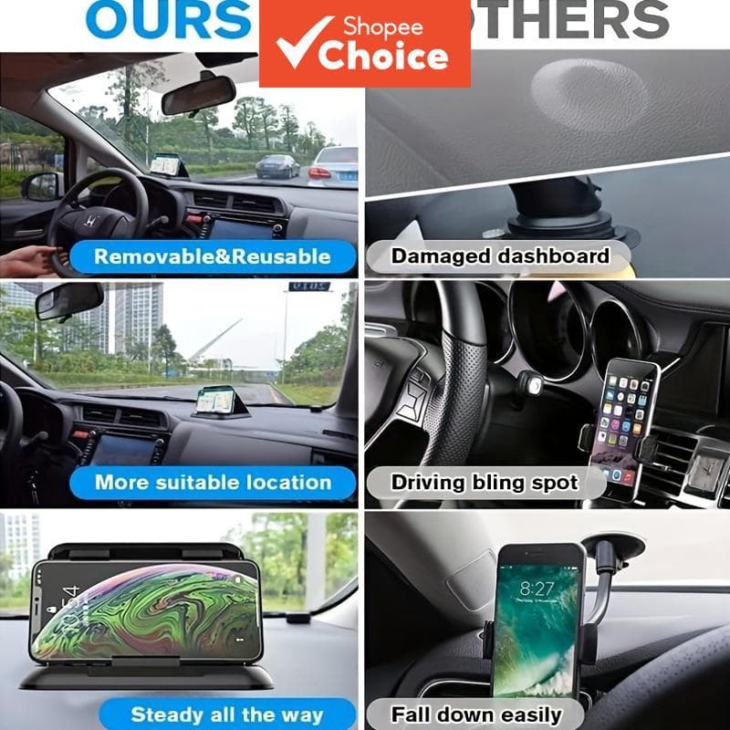 Suporte de Celular para Carro de Silicone, Tapete Antiderrapante para Painel, Suporte Universal para Visor Solar com