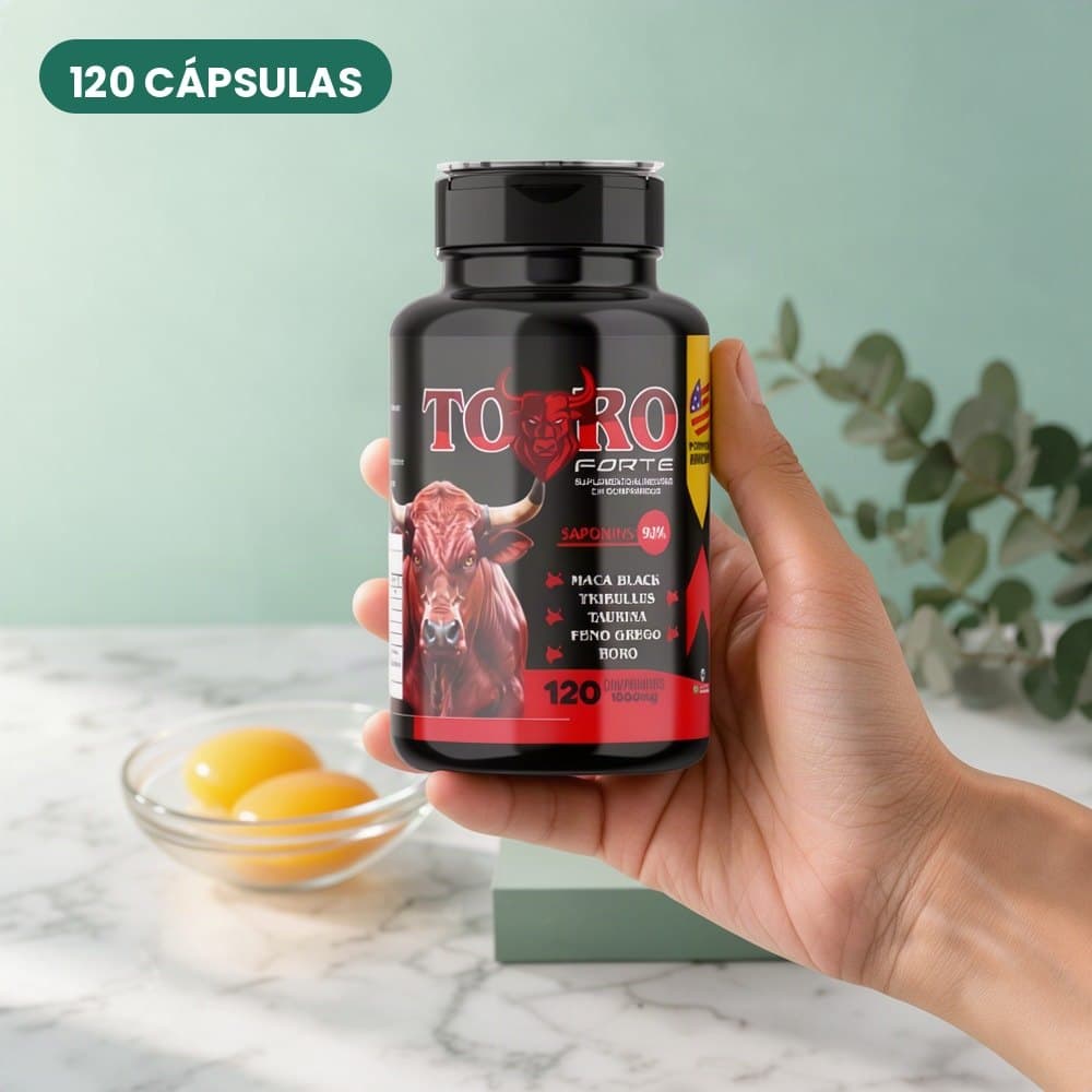 Suplemento Alimentar Touro Forte 120 Cápsulas com Vitamina D, Vitamina E e Zinco Sem Glúten e Sem Lactose