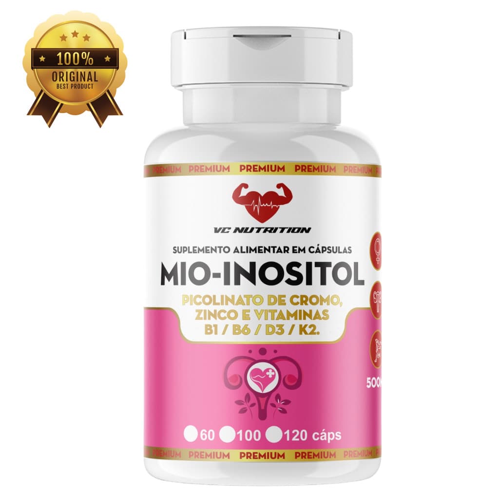 Suporte ao equilíbrio hormonal natural, Mio Inositol com Cromo Zinco e Vitaminas B+D3 K2 120 Cáps