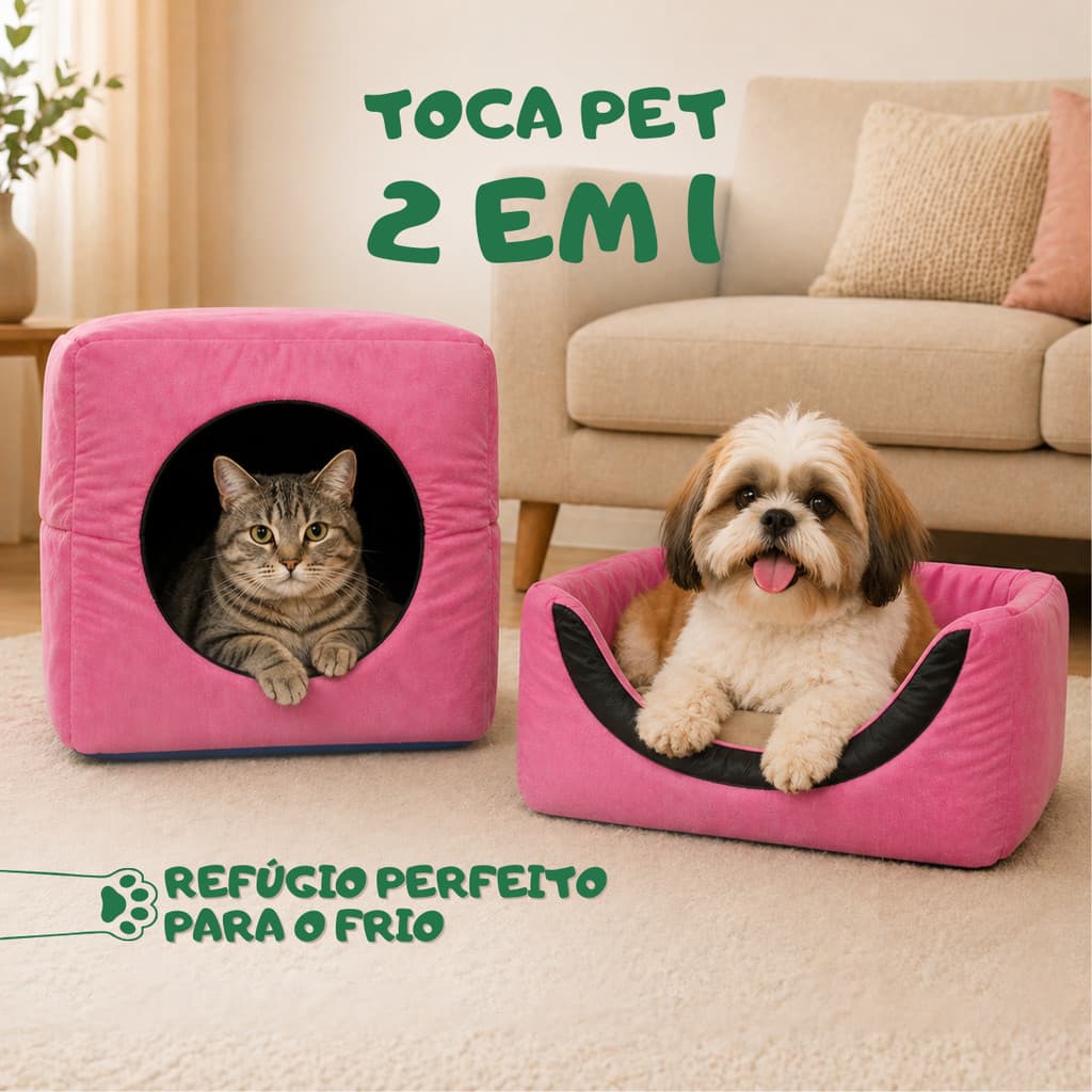 Cama Toca Pet Iglu 2 em 1 para Pets Gato e Cachorro | Casinha Pet Macia com Almofada | Tamanhos