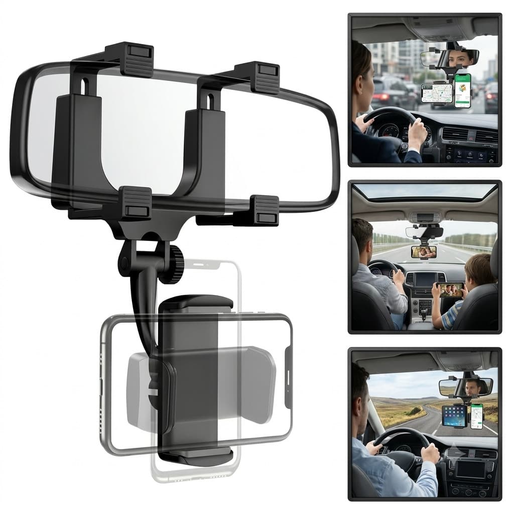 Suporte Celular Retrovisor Carro Veicular 360 Universal Articulado Anti Vibração Premium