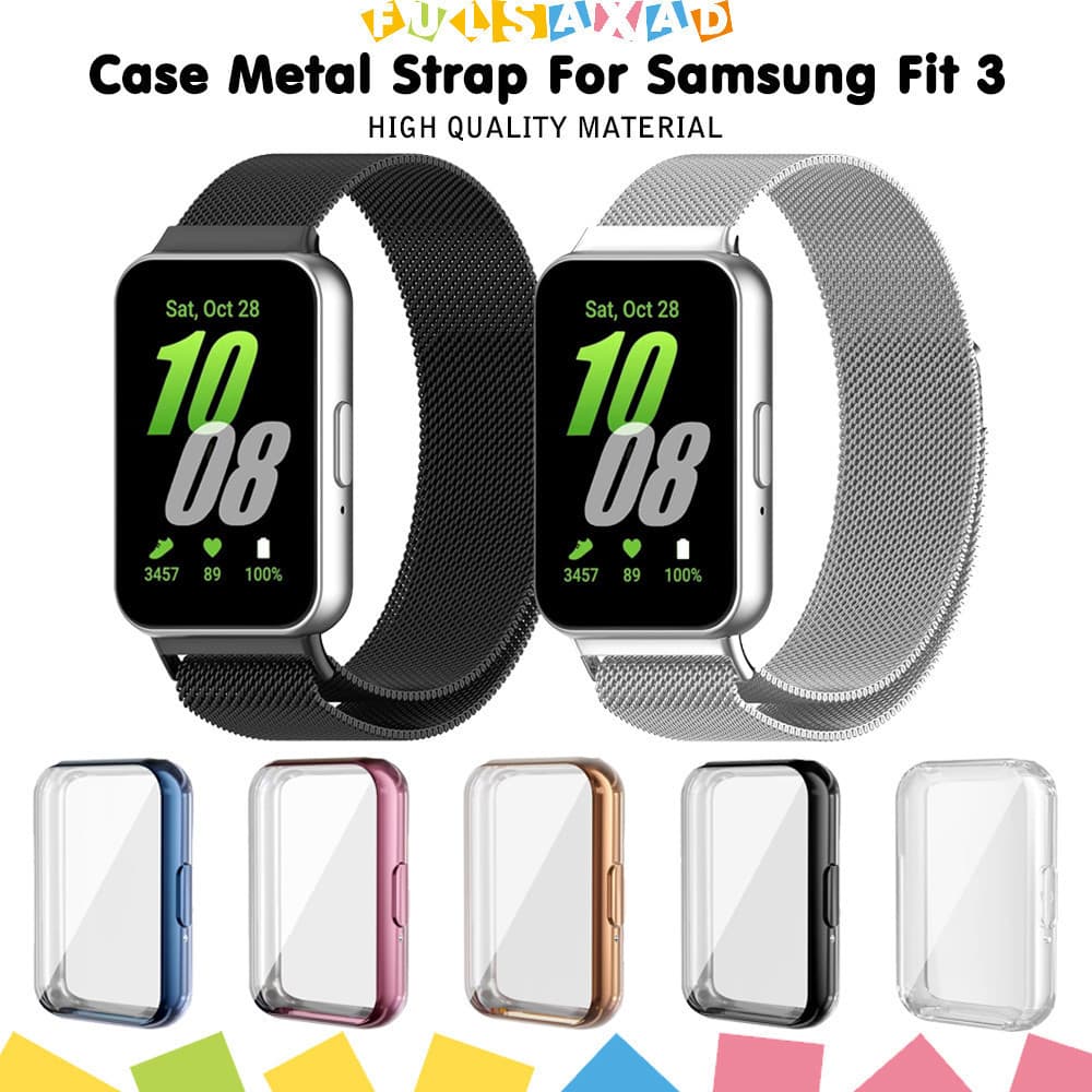 Pulseira De Strap Metal Aço Magnético Milanesa Capinha Capa TPU for Relógio Smartwatch Samsung Galaxy Fit 3 Acessórios