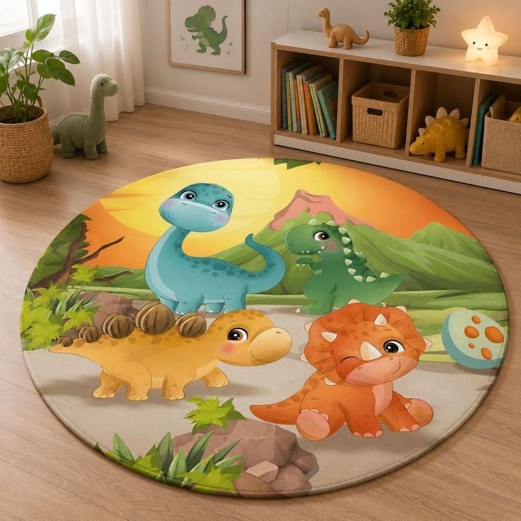 Tapete Redondo Decorativo 88cm Antiderrapante para Sala e Quarto 2208