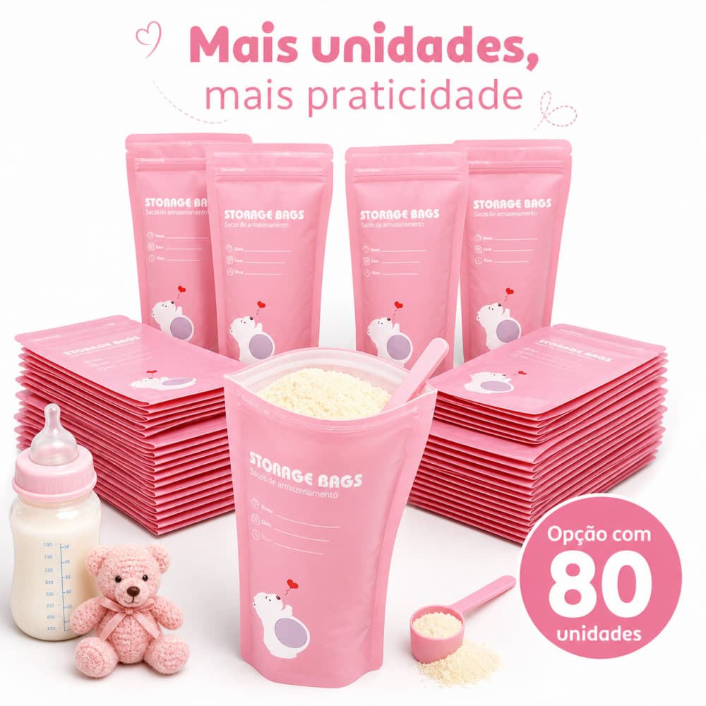 Saquinho Armazenador de Leite em Pó Infantil 20 Un Prático Viagem