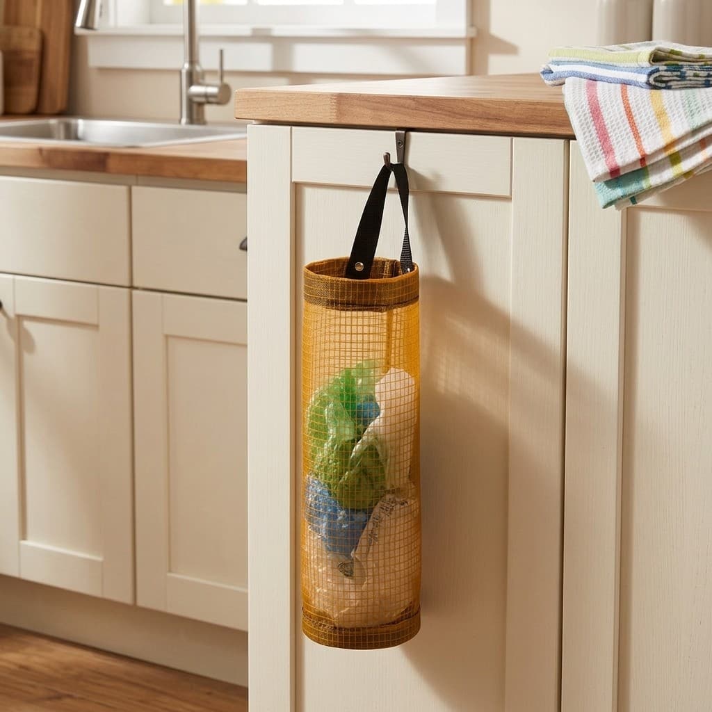 Dispenser Multiuso De Parede Puxa Saco Organizador Para Cozinha Lavanderia E Banheiro