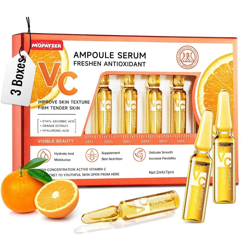 Sérum Facial de Vitamina C, Ácido Hialurônico + Niacinamida + Ácido Ascórbico, Ampolas de Sérum Facial Antienvelheciment
