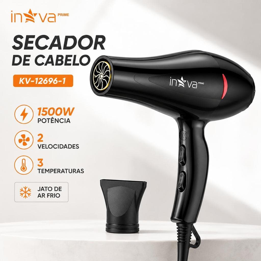 Secador de Cabelo Profissional Inova 1500W Premium 127V
