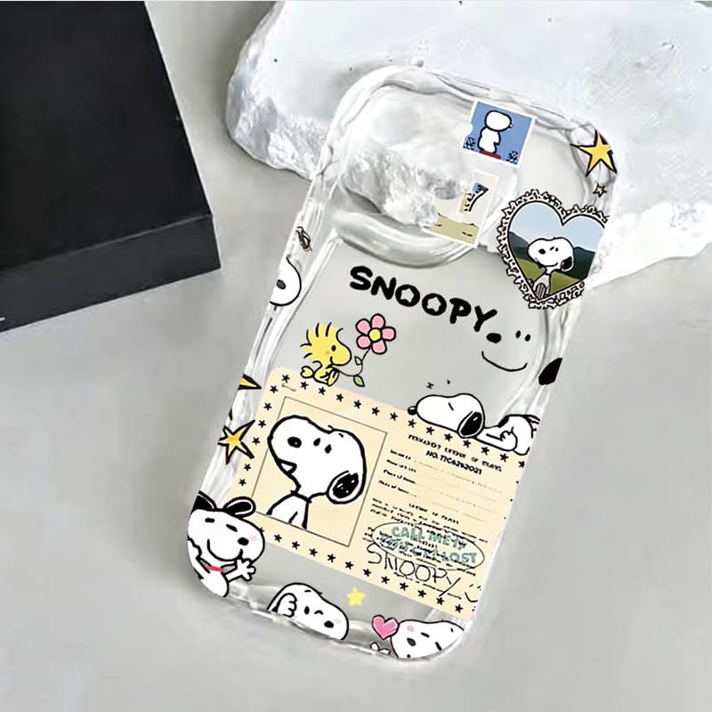 Anti-derrapante Capinha para iPhone 17/16/15 Pro Max Capa de celular fofa do Snoopy com cobertura total
