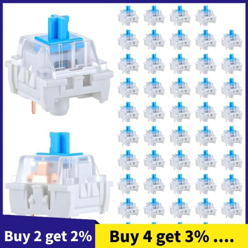Interruptores De Teclado Mecânico 100 PCS 3 Pinos Azul Clicky Substituição Teclados Teclas Clickers