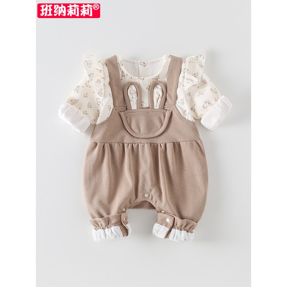 Estilo coreano roupas de bebê roupas de outono bebê menina princesa macacão 0-junho 9 recém-nascido macacão primavera ou