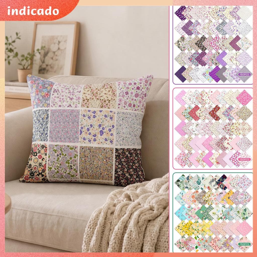 150 Unidades De Tecido Patchwork Quadrado Com 50 Padrões Variados De 5 Polegadas Para Quilting SHOPSBC8197