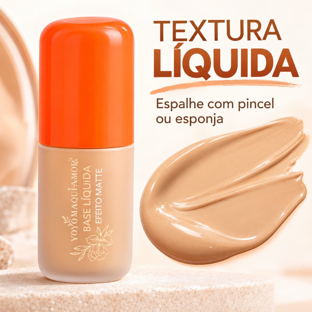 Base de Maquiagem Líquida Matte Yoyomaquiamor 38g para Rosto com 6 Opções de Cor à Escolha