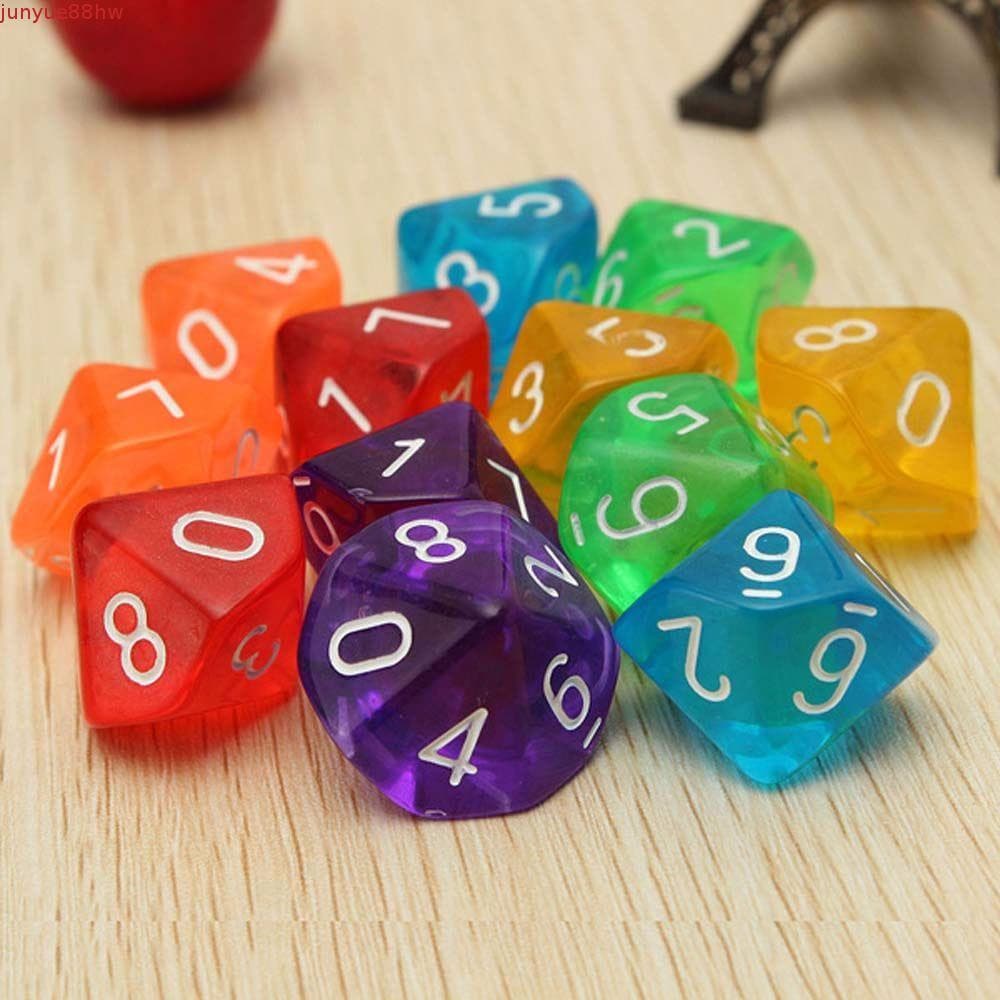 JUNYUE 10pcs D10 Dices Jogos De Tabuleiro Entretenimento Jogando Número Festa Em Família Dados De Jogo De 10 Lados