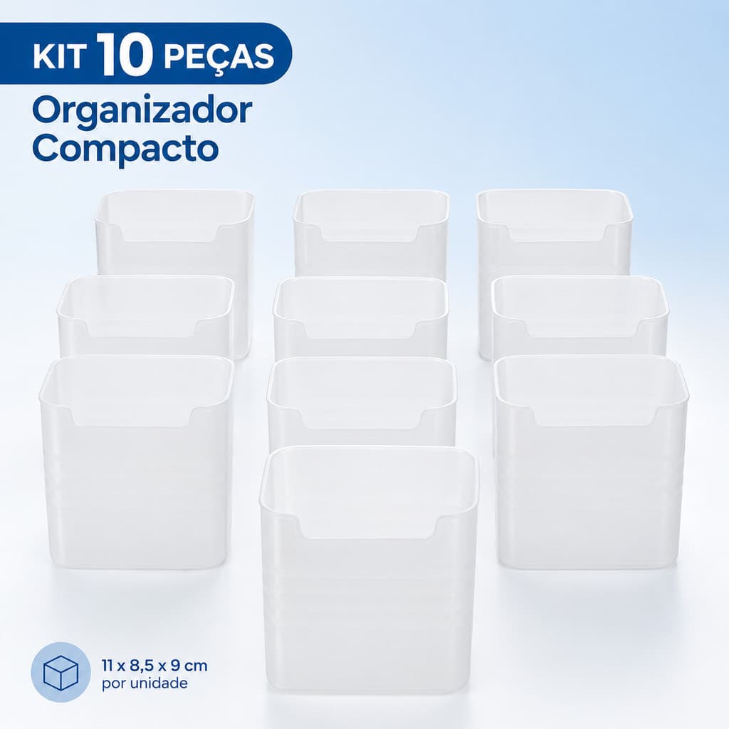 10 Kit Organizadores Pequenos Multiuso para Geladeira Cozinha Despensa Armário e Gavetas