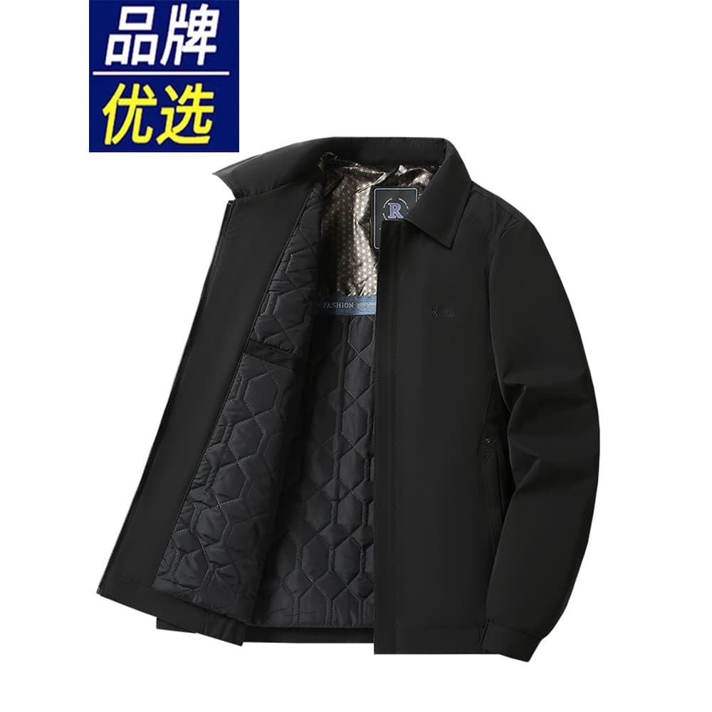 Jaqueta acolchoada Casual masculina de meia-idade, outono inverno, jaqueta acolchoada, roupa de pai, lapela, jaqueta esp
