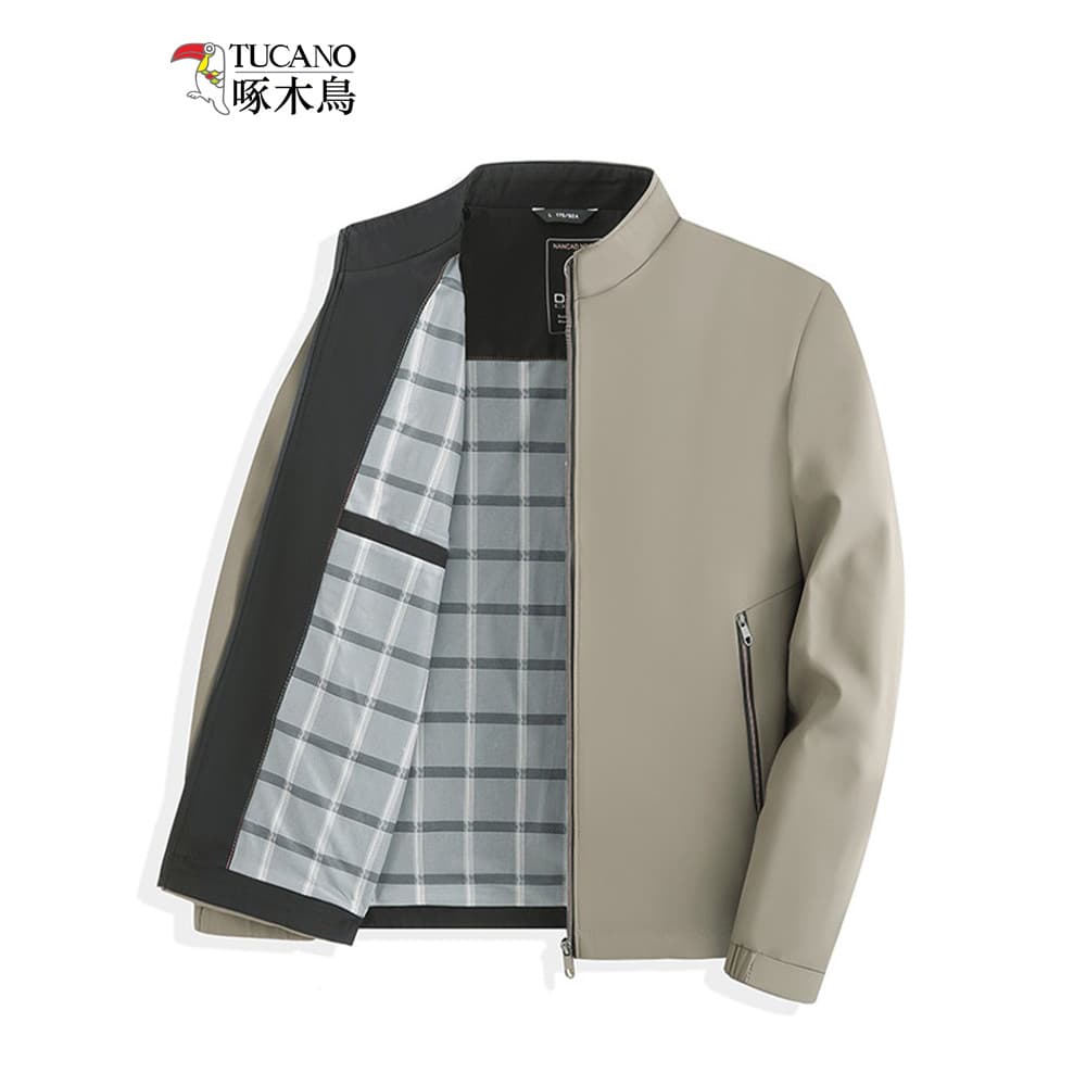 Woodpecker primavera outono masculino gola alta jaqueta inverno meia-idade idosos jaqueta masculina Casual pai usar blus