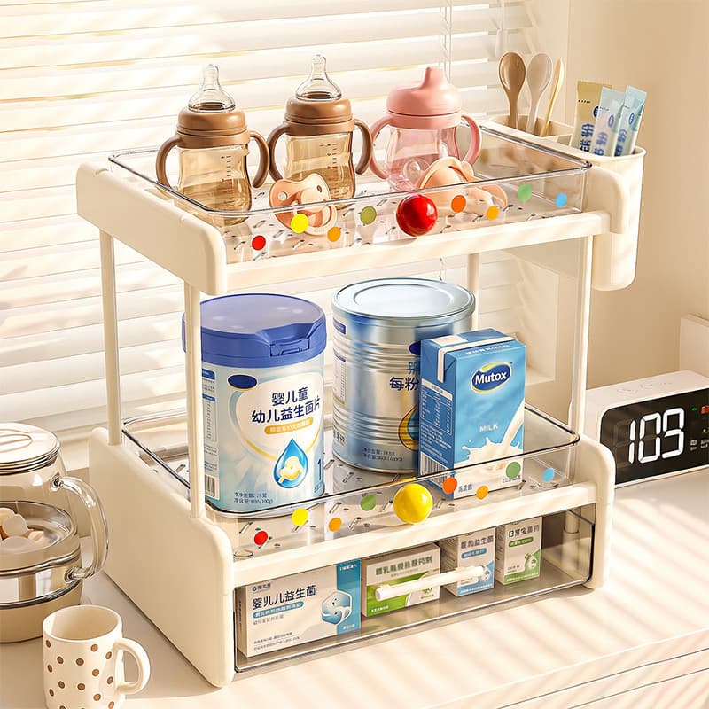 Rack de drenagem de mamadeira de camada dupla transparente espessado, suplemento alimentar para bebê, caixa de armazenam