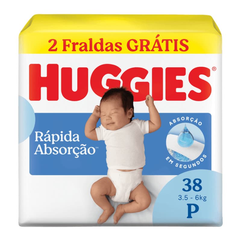 Fralda Huggies Rápida Absorção P 38 unidades