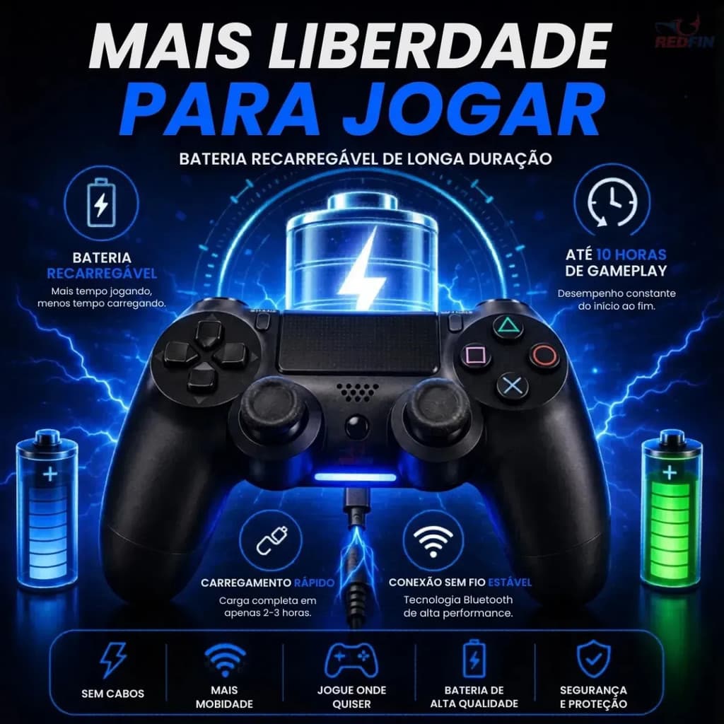 Controle Sem Fio Dualshock Bluetooth PS4 Video Game Tv Celular