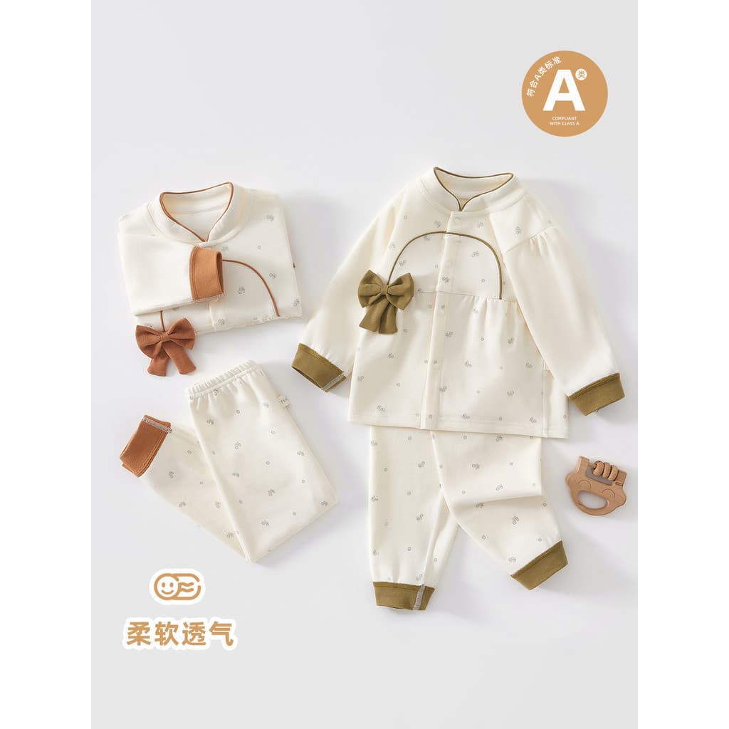 Roupa interior do bebê outono Split terno bebê roupas de outono bebê menina Close-Fitting roupa interior conjunto de dua