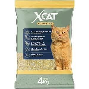 Areia Sanitária Biodegradável para Gatos Xcat Biogolden 4kg - Feita de Mandioca e Milho | Controle de Odor.