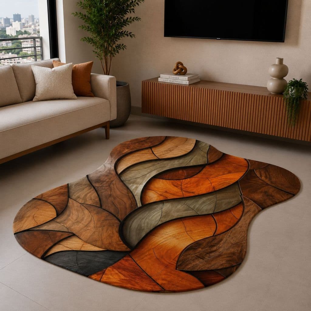 Tapete Orgânico Decorativo 117x67cm Antiderrapante para Sala e Quarto 024