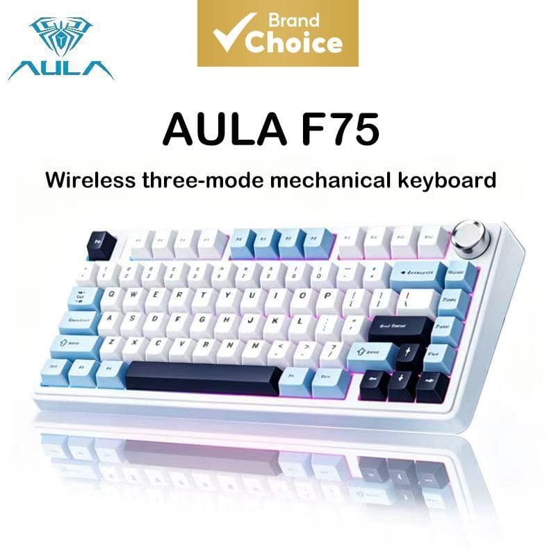 AULA F75 Teclado Mecânico Jogos Sem Fio RGB Hot Swappable Layout Compacto PC Gamer