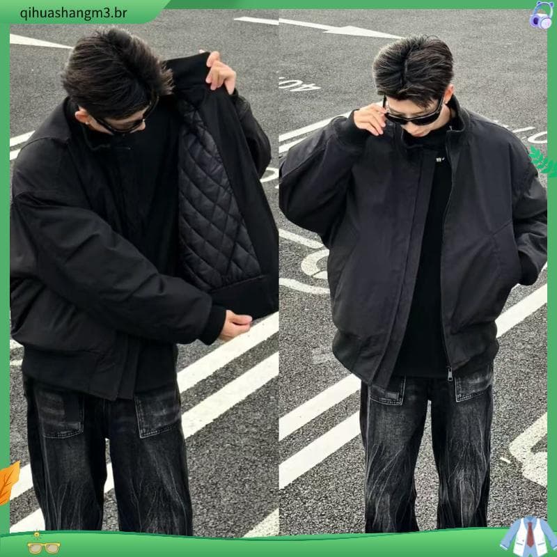 Jaqueta Bomber americana acolchoada jaqueta masculina inverno na moda contorno jaqueta à prova de frio High-End sentido 